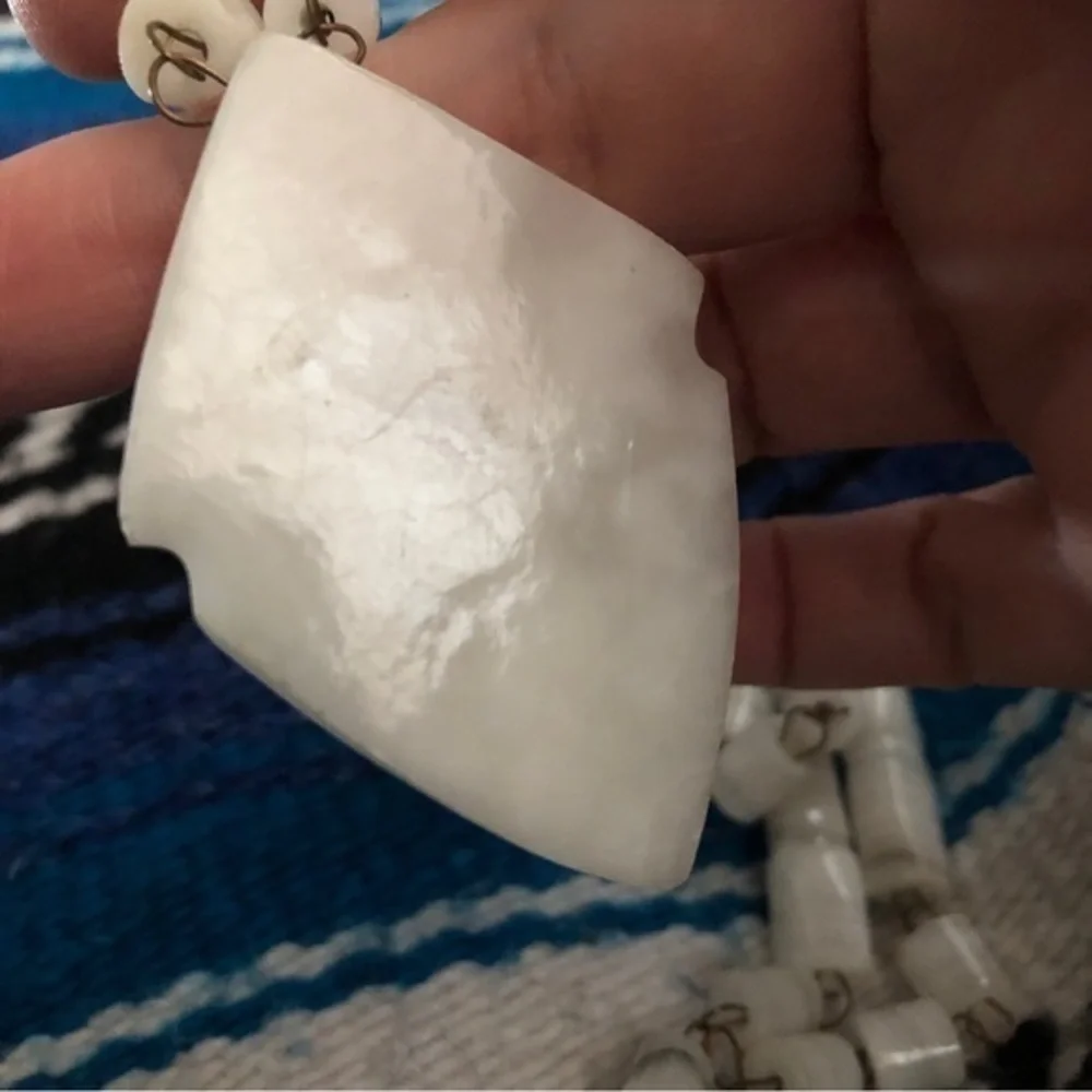 Hand carved‎ stone white quartz Mexico necklace